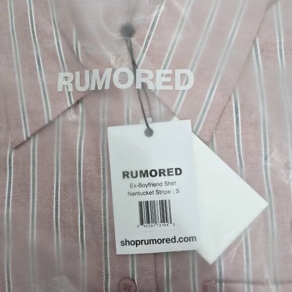 NWT Rumored - S, M  Ex-Boyfriend Button Up I Pink Nantucket Stripe - Picture 6 of 8